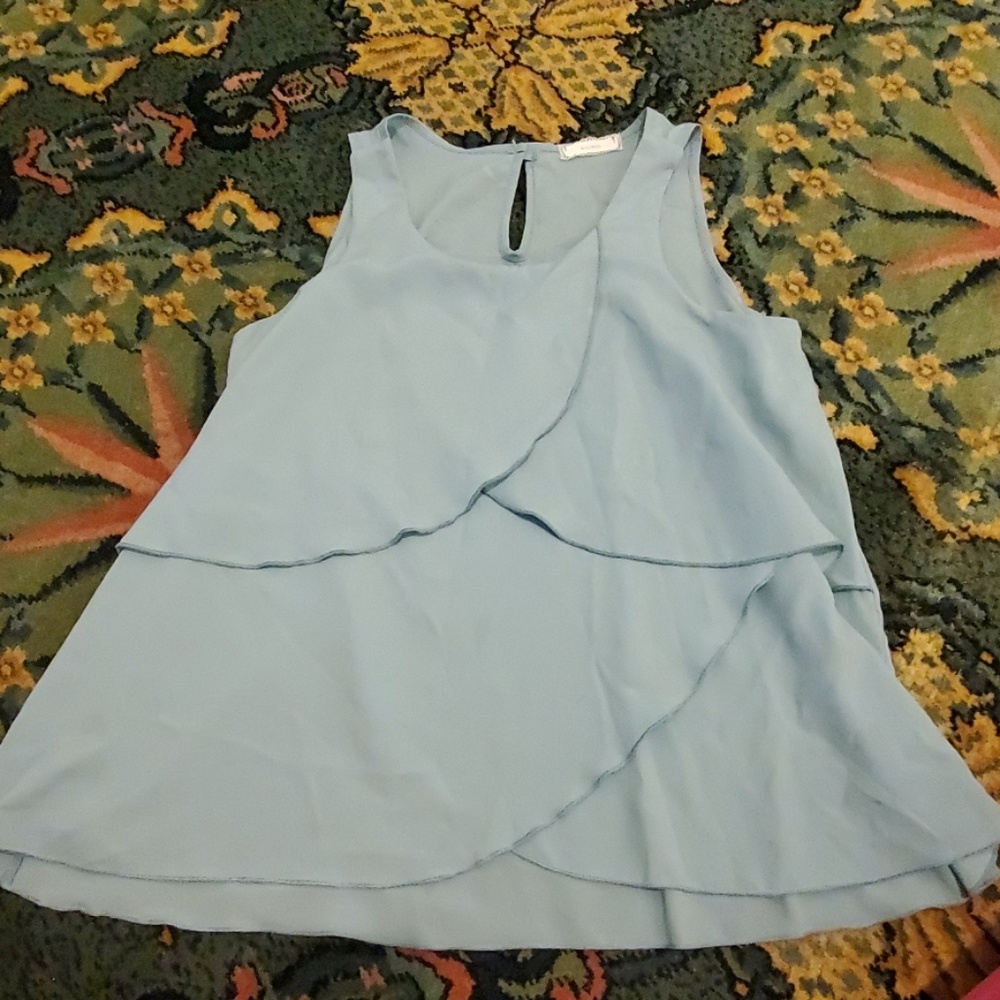 Teal layered tank top size L(14)